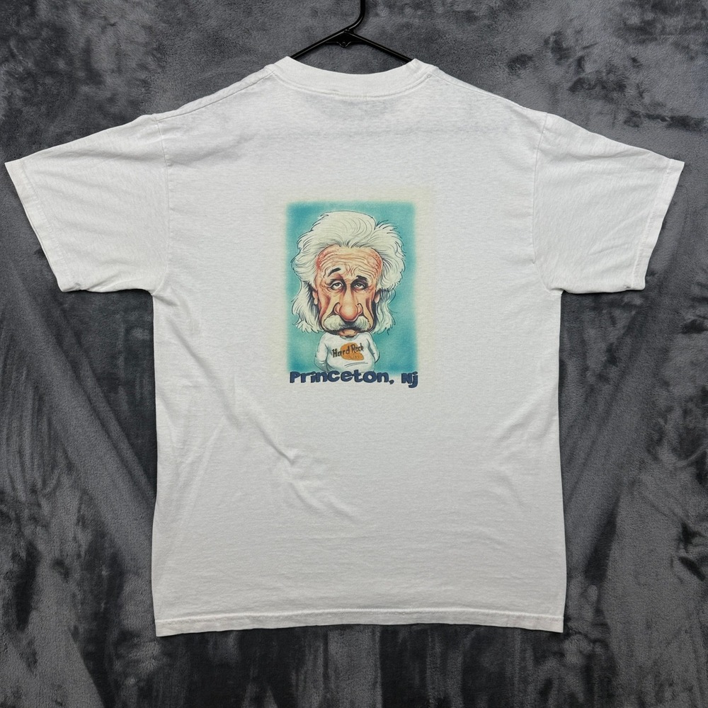 Hard Rock Cafe T-Shirt Medium White Einstein Princeton NJ Vintage Hanes 50/50 - Picture 6 of 8